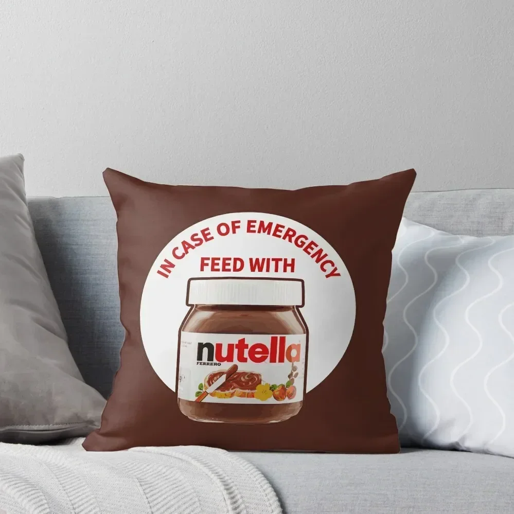 In Case Of Emergency Feed With Nutella Throw Pillow luxury throw pillow covers Throw Pillow Covers