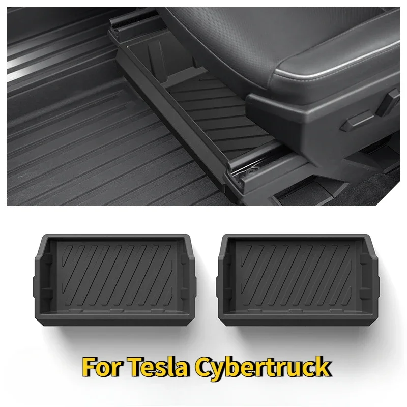 Underseat Storage Box for Tesla Cybertruck 2024 Front Seats Drawer TPE Hidden Storage Tray Organizer Car Interior Accessories