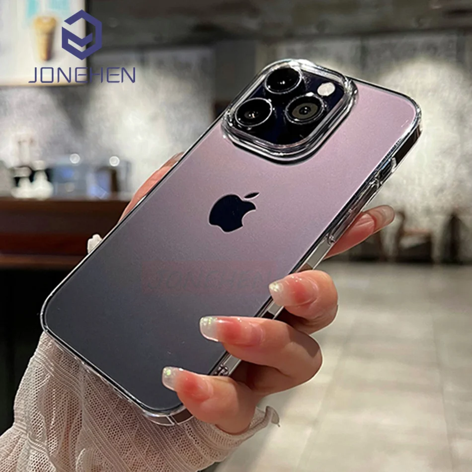 Luxury Transparent Sand Blasting Hard Plastic PC Case For iPhone 15 14 13 12 Pro Max 14pro Shockpoof Crystal Clear Matte Cover