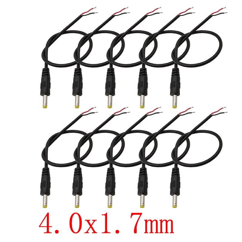 10Pcs DC Power 4.0 x 1.7mm Male Plug to Bare Wire Open End Wire Cable Connector DC Power Plugs Charging Cord Pigtail 30CM