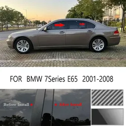For BMW 7Series E65 2001-2008 Glossy Black Window Door Column B C Pillar Post Cover Trim Auto Sticker Styling