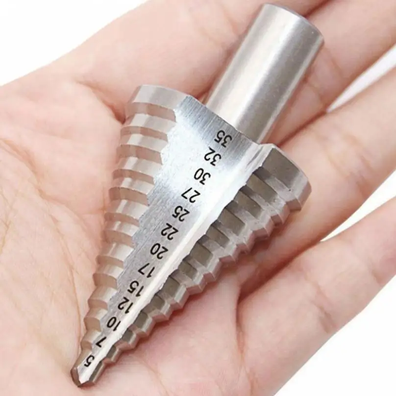 1 Piece 5 - 35mm Round Shank Straight Groove Step Drill Bit for Woodworking / Iron Plate Drilling