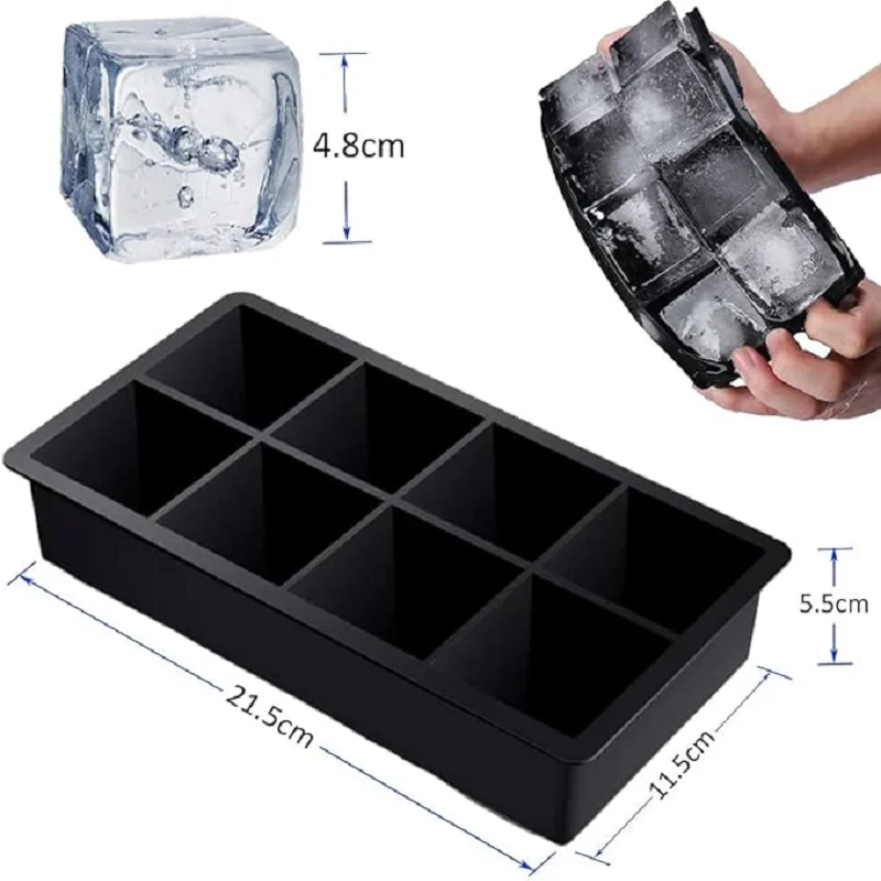 4/6/8/15 Grids Silica Gel Ice Cube Mold Large Square Ice Cube Ice Cube Mold DIY Ice Maker Cube Tray Ice Cube Tray