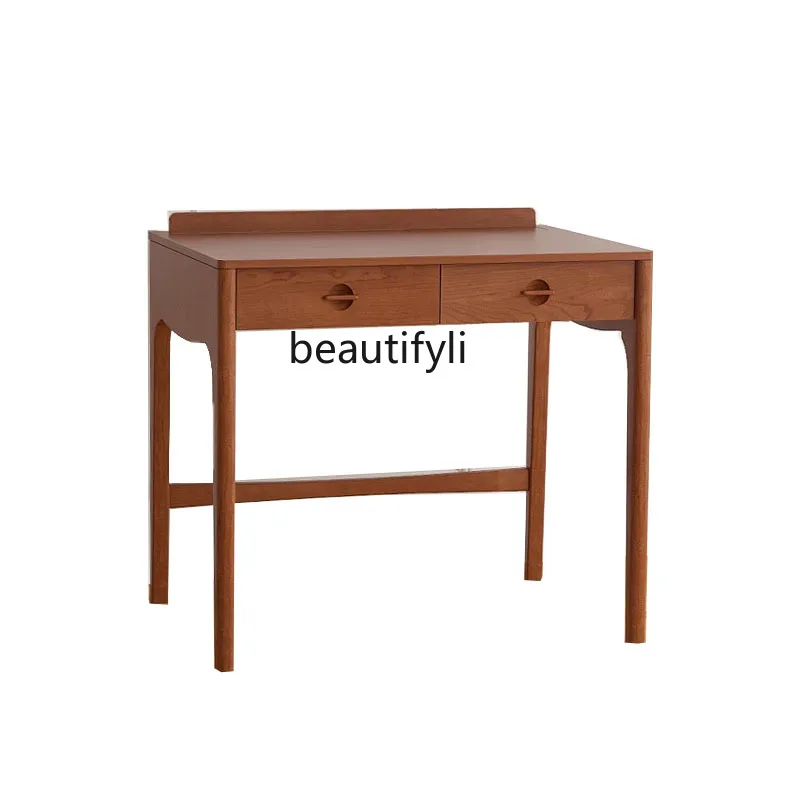 

American-Style Solid Wood Computer Desk Bedroom Dresser Home Small Apartment Office Desk Retro Desk