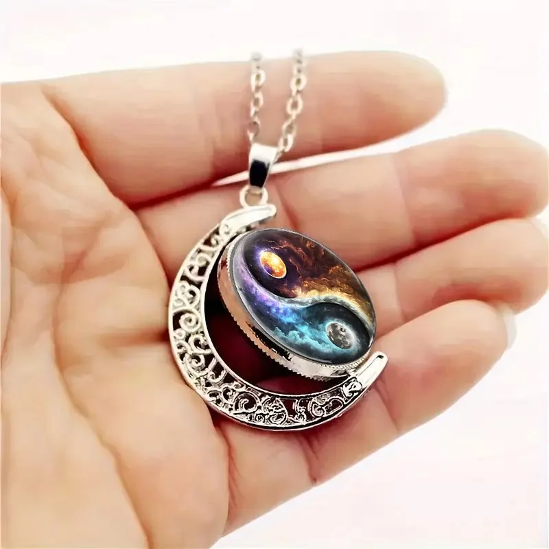 コスプレ Hecai Riyue Taiji Time ジェムストーン ネックレス ムーン ペンダント ジュエリー、男性と女性のためのカスタマイズされたアクセサリー