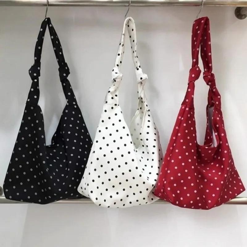 

Polka Dots Print Shoulder Bag Lightweight Sac Femme Underarm Bags for Woman Tote Bolso Japan Korean Style Bolsos De Mujer