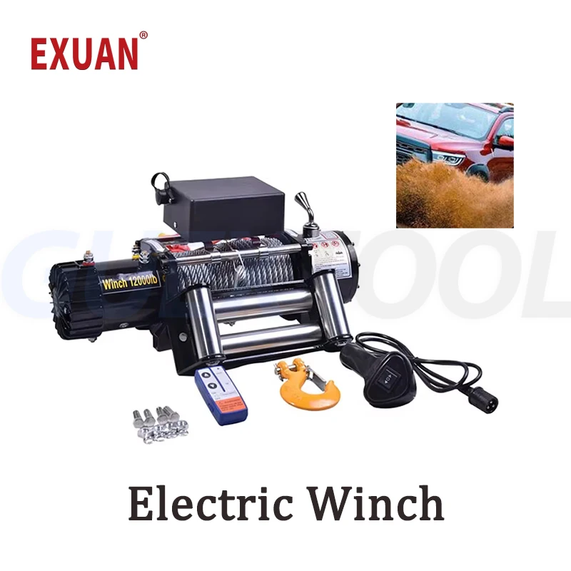 Electric Winch Muddy Swamp Self Rescue Crane Vehicle Mounted Winch Automobile Off Road Traction Machine Electromagnetic Capstan