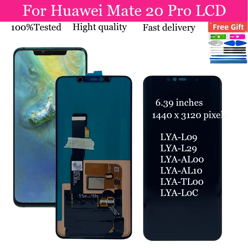 

6.39''For HUAWEI Mate 20 Pro LYA-L09 L29 AL00 LCD Display Touch Screen Digitizer Assembly Replacement