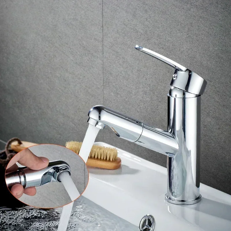 

Смесители для ванной комнаты Выдвижной смеситель с одной ручкой Смеситель для горячей и холодной воды Стойка для унитаза 2-режимный смеситель-распылитель Черный/Хром