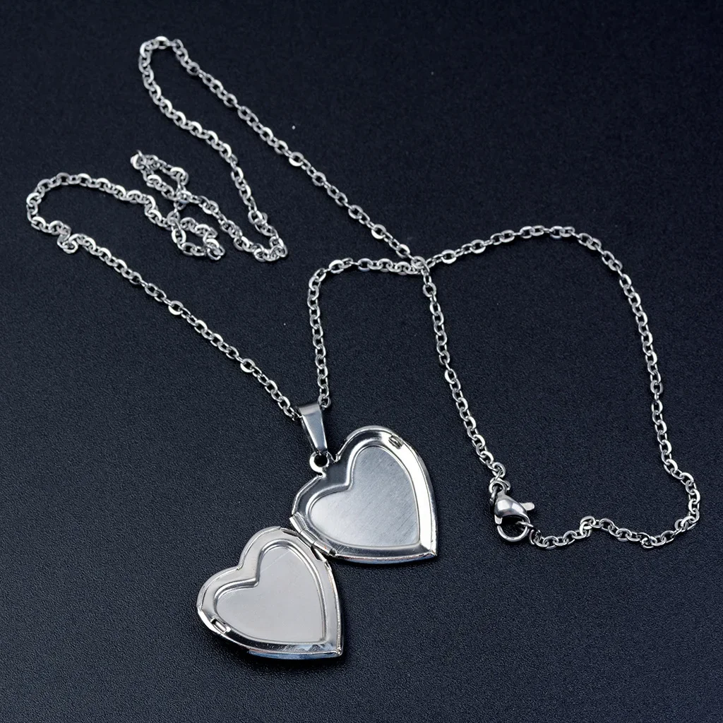 Heart Locket Color Changing Temperature Mood Stainless Steel Love Shape Photo Pendant Necklace Jewelry_maomaolike.com