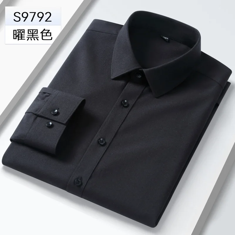 2025 new lunching T shirt men spring&autumn fashion comfort soild color Anti wrinkle high fabric gentlman