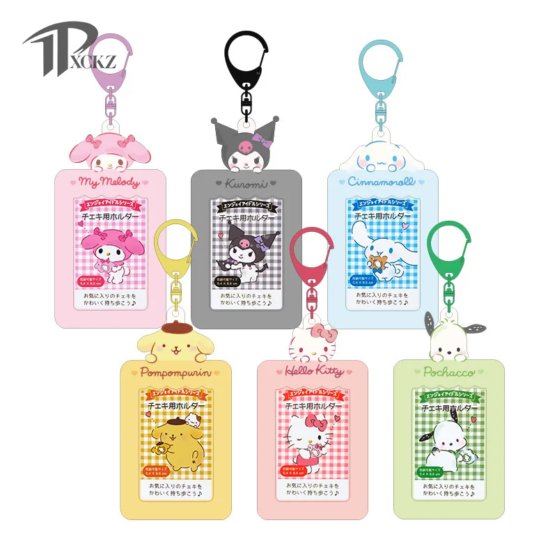 Cute Students Meal Card Bus Card Holder Id Card Credit Storage Case Keychain Sanrios Kawaii Kuromi Pochacco Hello Kitty MyMelody