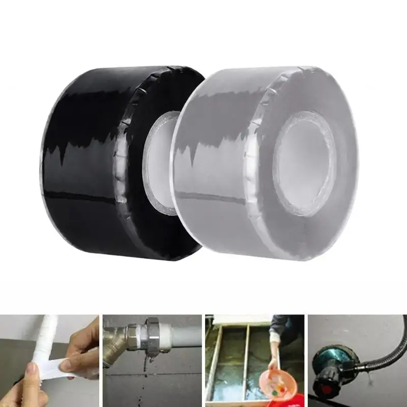 One Roll Self-Fusing Silicone Tape Waterproof Non-Adhesive 2.5cm X 1.5m For Pipe Leak Electrical Insulation