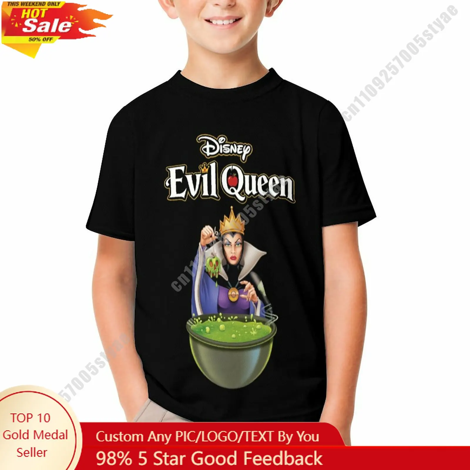 

The Evil Queen T Shirt Disney Boy Girl Custom Short Sleeve Top Breathable Soft Casual Cotton Print Summer Crew Neck Children Tee