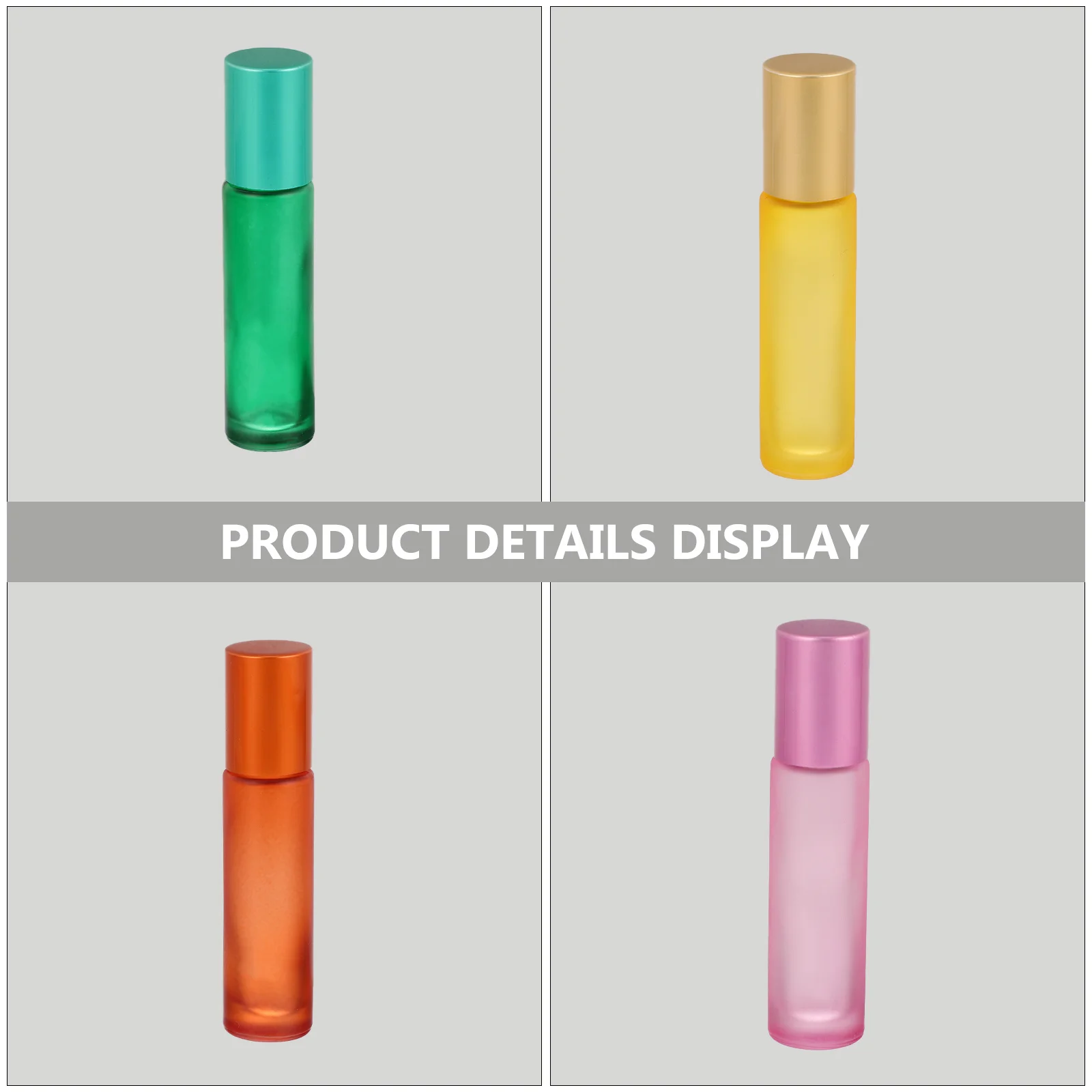 6 szt. Kolorowe butelki z rolką na olejki eteryczne, szklane pojemniki podróżne, do wielokrotnego napełniania, butelki do rozdzielania, rolki do masażu