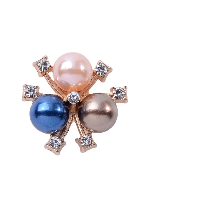 100Pcs sets colored three pearl  heart flower plate crystal buckle jewelry DIY wedding jewelry handmade materials spot