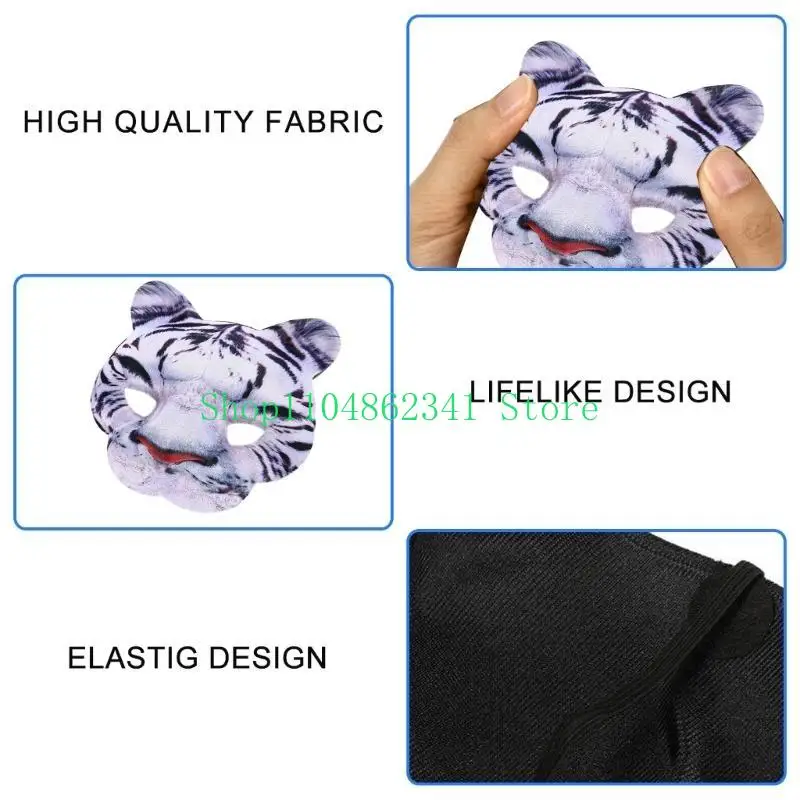 5asd động vật mặt nạ nửa mặt Mặt nạ Tigre mặt nạ Halloween trang phục cosplay động vật