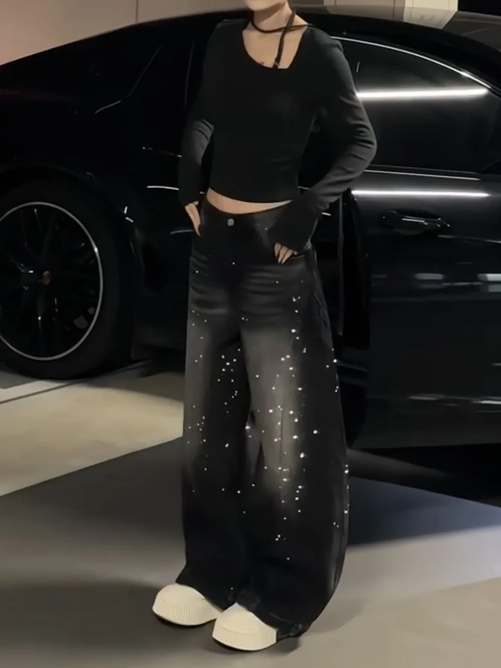 

American Style Heavy Duty High Waist Knife Denim Jeans Women's Spring 2026 Loose Wide Leg Pants Cotton Fabric