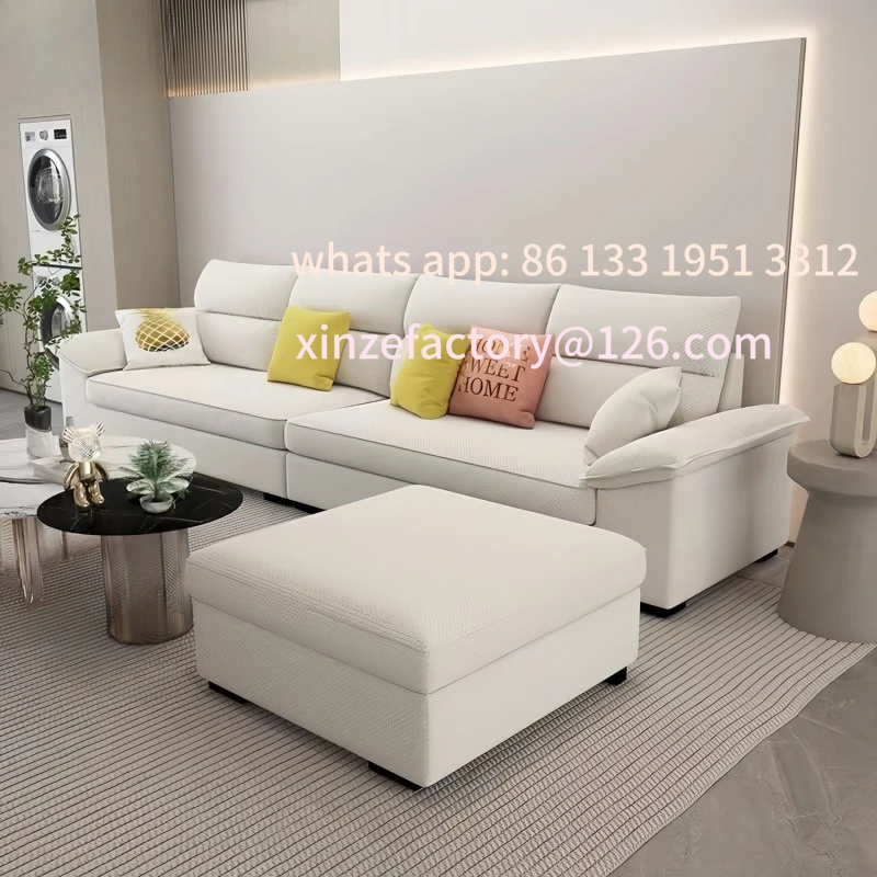 

Customizable Simple modern fabric sofa living room size apartment new cotton and linen cloth cat scratching skin all solid wood