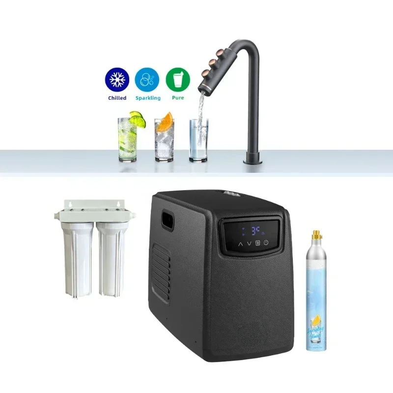 hot Modern 3 Way Under Counter Sparkling Water Chiller Cooler Carbonated Soda Dispenser Cold Drink Machine 3 In 1 Tap Kitchen