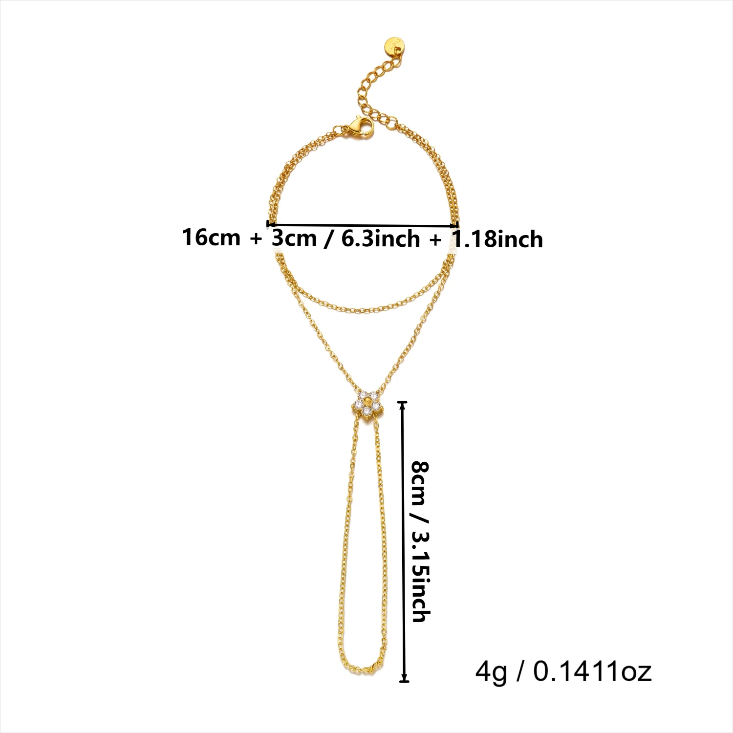 Minimalistisches CZ Edelstahl-Fingerarmband für Frauen Luxuriöse Braut Mehrlagige Handketten Party Hochzeit Schmuck Geschenk Wasserdicht – Detail 14