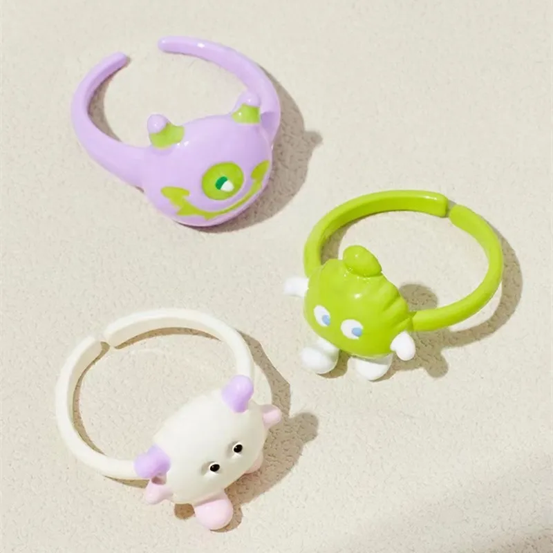 KADRUFI Cute Y2K Walking Animal Monster Finger Rings for Women Child Funny New Fashion Opening Ring Punk anillos Jewelry Gift