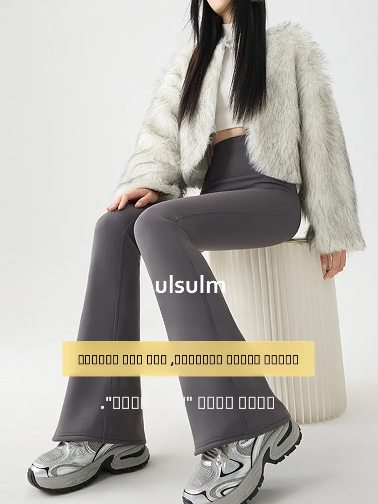 

Ulsulm Women's Outdoor Thiened Fce Lined Yoga Pants High Waist Long Trousers with Zipper Closure Warm Base Layer Pants