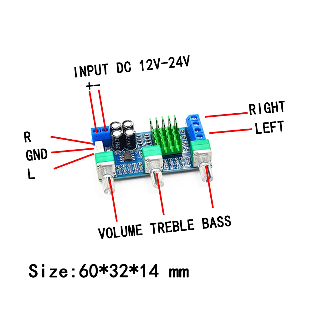 XH-M567 TPA3116D2 Dual-channel Stereo High Power Digital Audio Power Sound Amplifier Board DC12-24V Audio Amplifier Board 80W*2