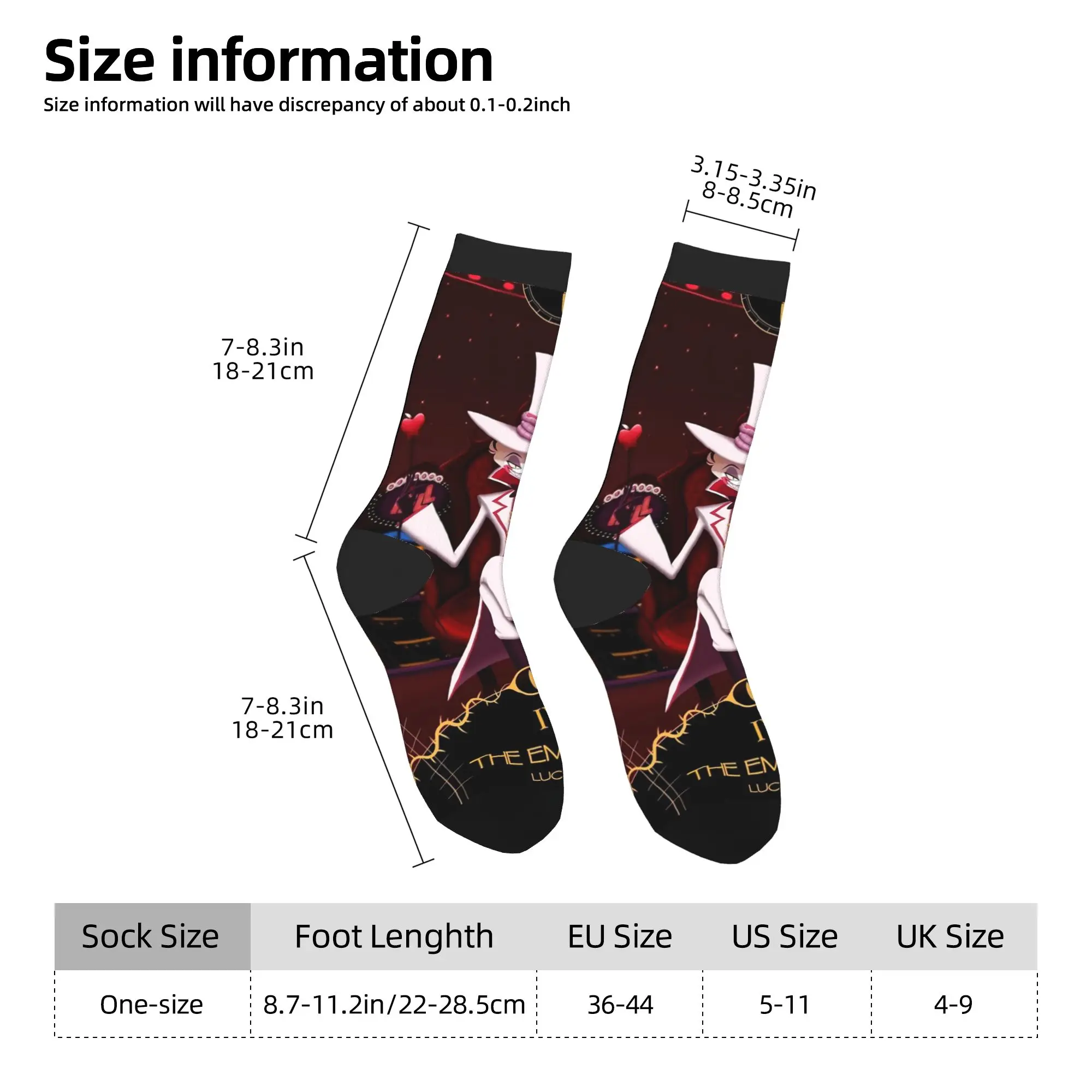 Crazy Design Hazbins Hotels Lucifer Alastor Meias de basquete Meias de poliéster para mulheres e homens respiráveis