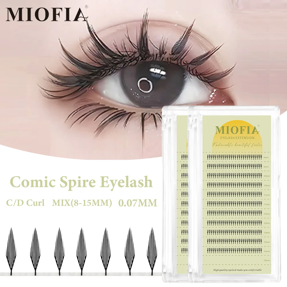 Anime Spire Wimpernverlängerung Federform C/D-Curl 8-15mm Gemischte Länge 3D Russische Natürliche Leichte Anime Kunstwimpern Make-up – Detail 1