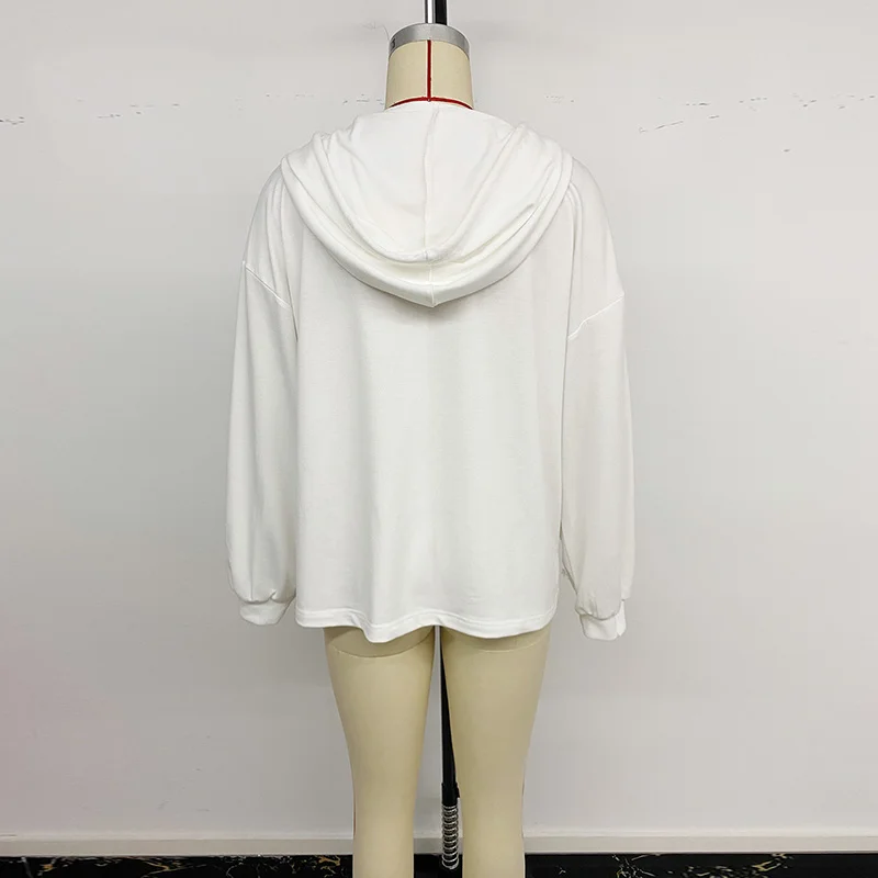 Benuynffy الأبيض الدانتيل تقسم الرباط هوديس امرأة جديدة 2025 الخريف زر كم طويل فضفاض عادية المرأة البلوز