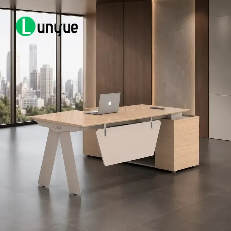 Luxury Modern L-Frame Steel Desk Large Manager Office Table for Administrative Workspace Sturdy Metal Computer Workstation