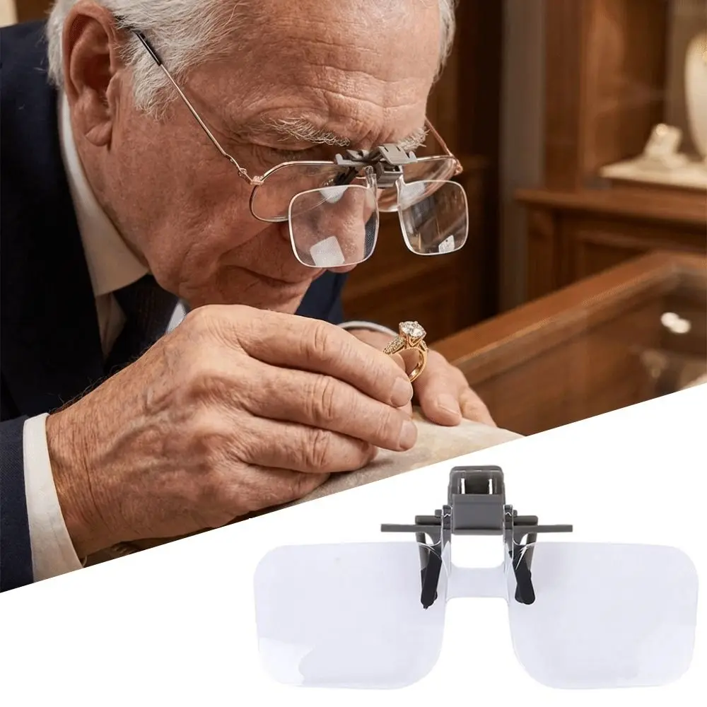 2X Magnification Head-mounted Magnifier Detachable HD Clip-on Magnifying Glass Acrylic Optical Lens Comfortable