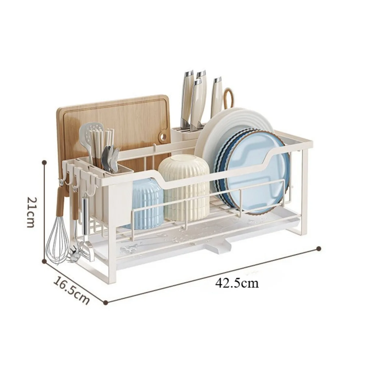 Dish Drying Rack Kitchen Organizer Space Saving Sink Organizer Compact Countertop Drain Rack with Utensil Holder