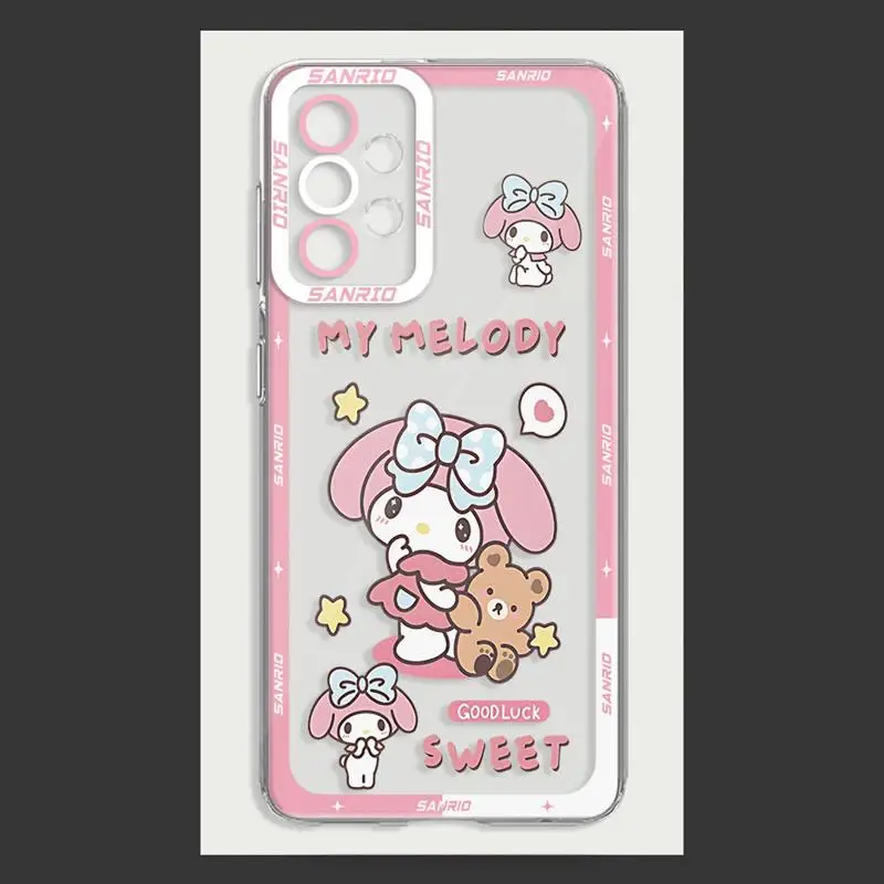 Cute Pochacco Kuromi Phone Case for Samsung Galaxy A54 A13 A24 A25 A33 A15 A34 A73 5G A23 A14 4G Clear Silicone TPU Cover