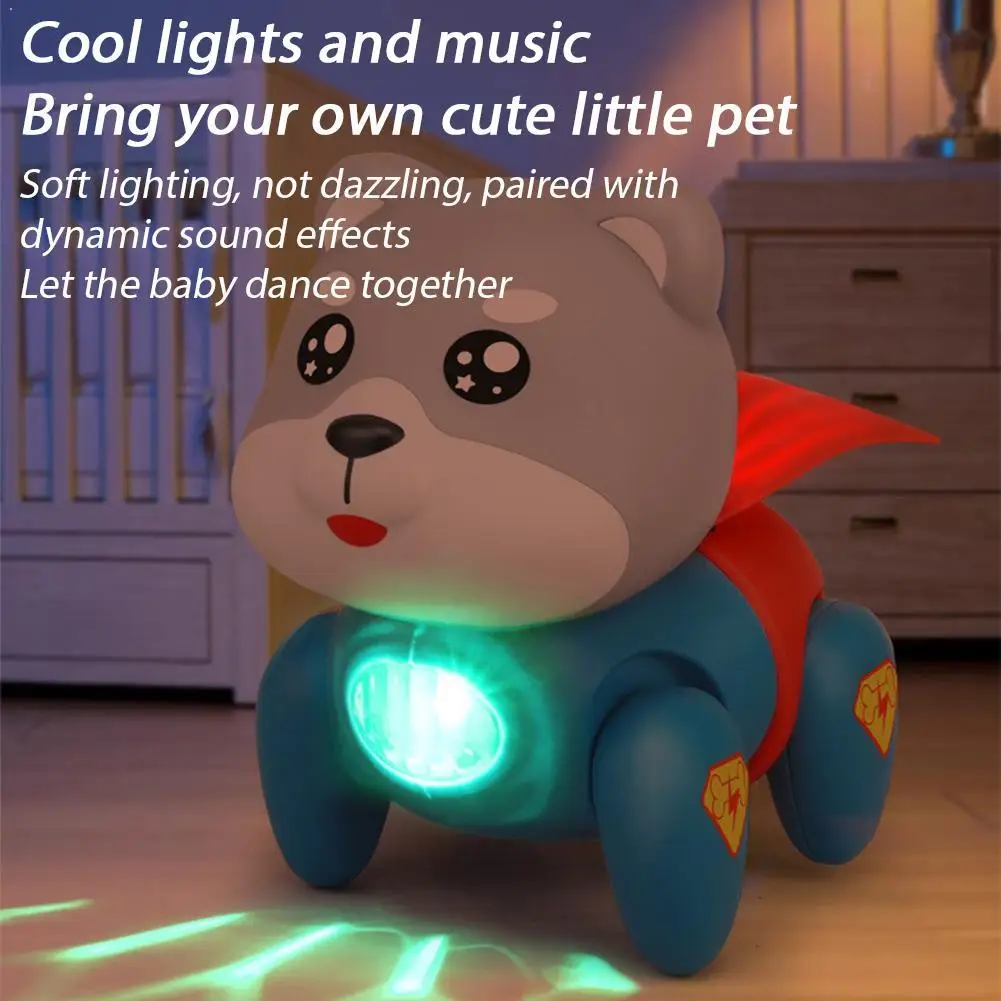 Electric Walking Crawling Dinosaur Dog Pig Toy with Music & LED Light, Musical Electronic Pet Animal Toys for Babies Toddlers