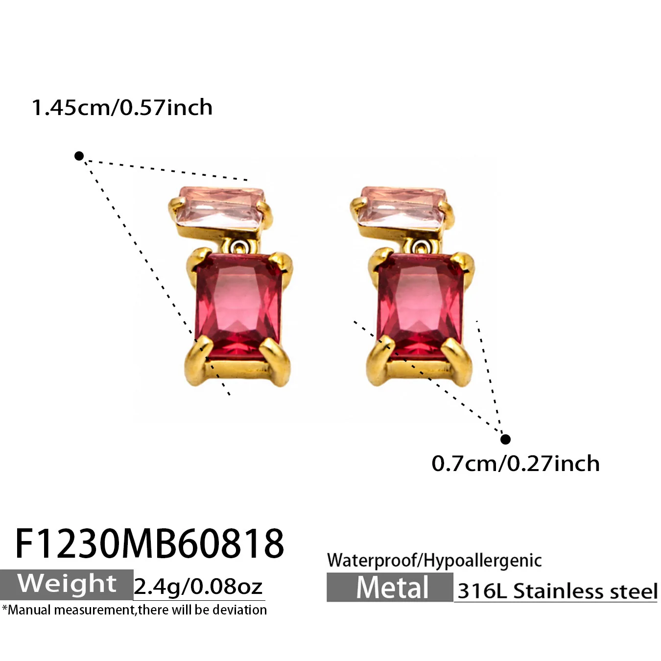 Glänzende farbige Glasohrringe, Doppelstein-Tropfenohrringe, Edelstahl-Hängeohrringe, 18K vergoldete Anhängerohrringe für Frauen – Detail 7