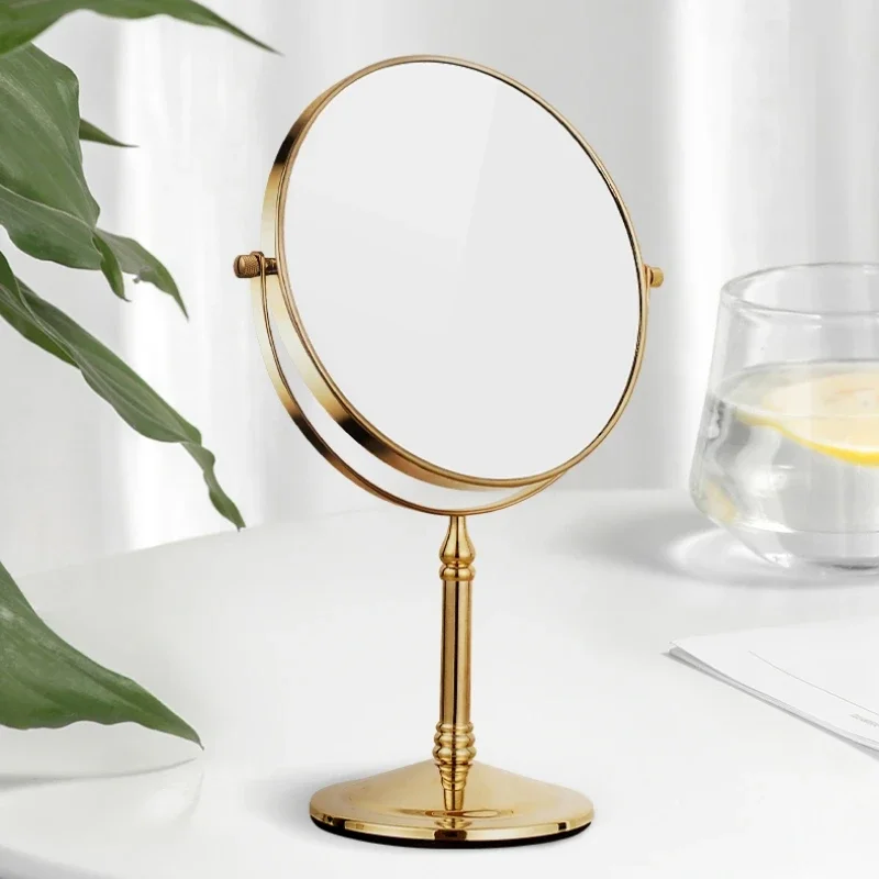 

Metal Makeup Mirror High Definition Double Sided Mirror Waterproof Antifog Vanity Mirrors Rotatable Freestanding Mirror Round