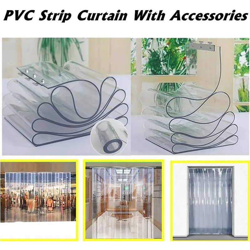 Custom Windproof Door Curtain PVC Soft Glass Transparent Air-conditioning Soft Curtain Hang Curtains Screen Divider Curtain Heat