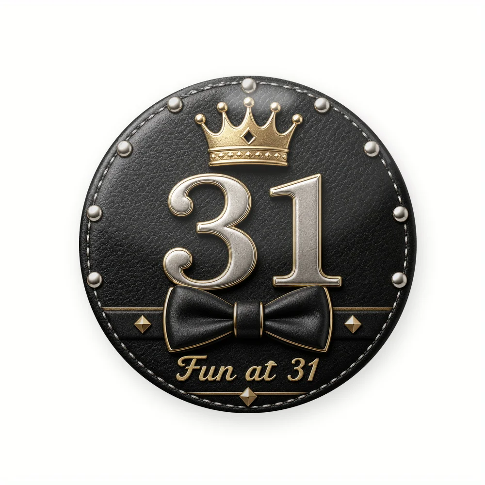 1pc, 2D Flat Fun At 31 Lapel Pin, Trendy and eye catching, Lightweight plastic back design, Adds a cute touch to everyday outfit