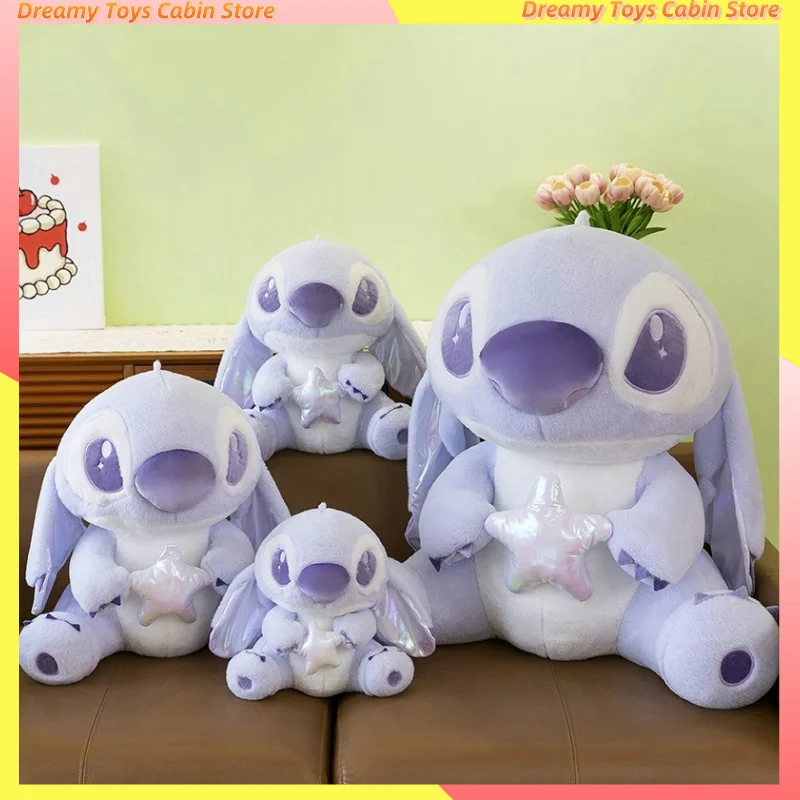 80cm Stitch Plush Toys Lilo And Stitch Purple Star Wishes Cute Anime Peripherals Doll Stuffed Plushie Soft Kids Christmas Gift