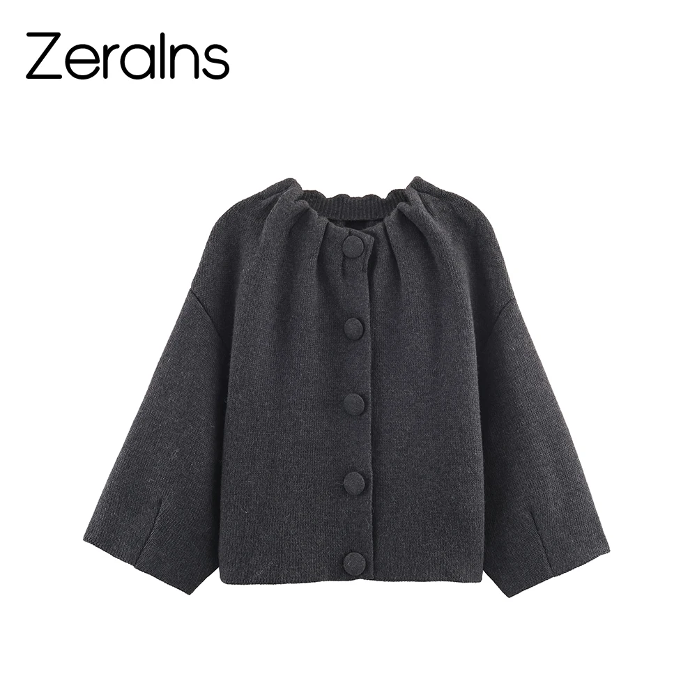 

ZERAINS Advanced temperament age reducing short coat women's winter small loose knit jacket
