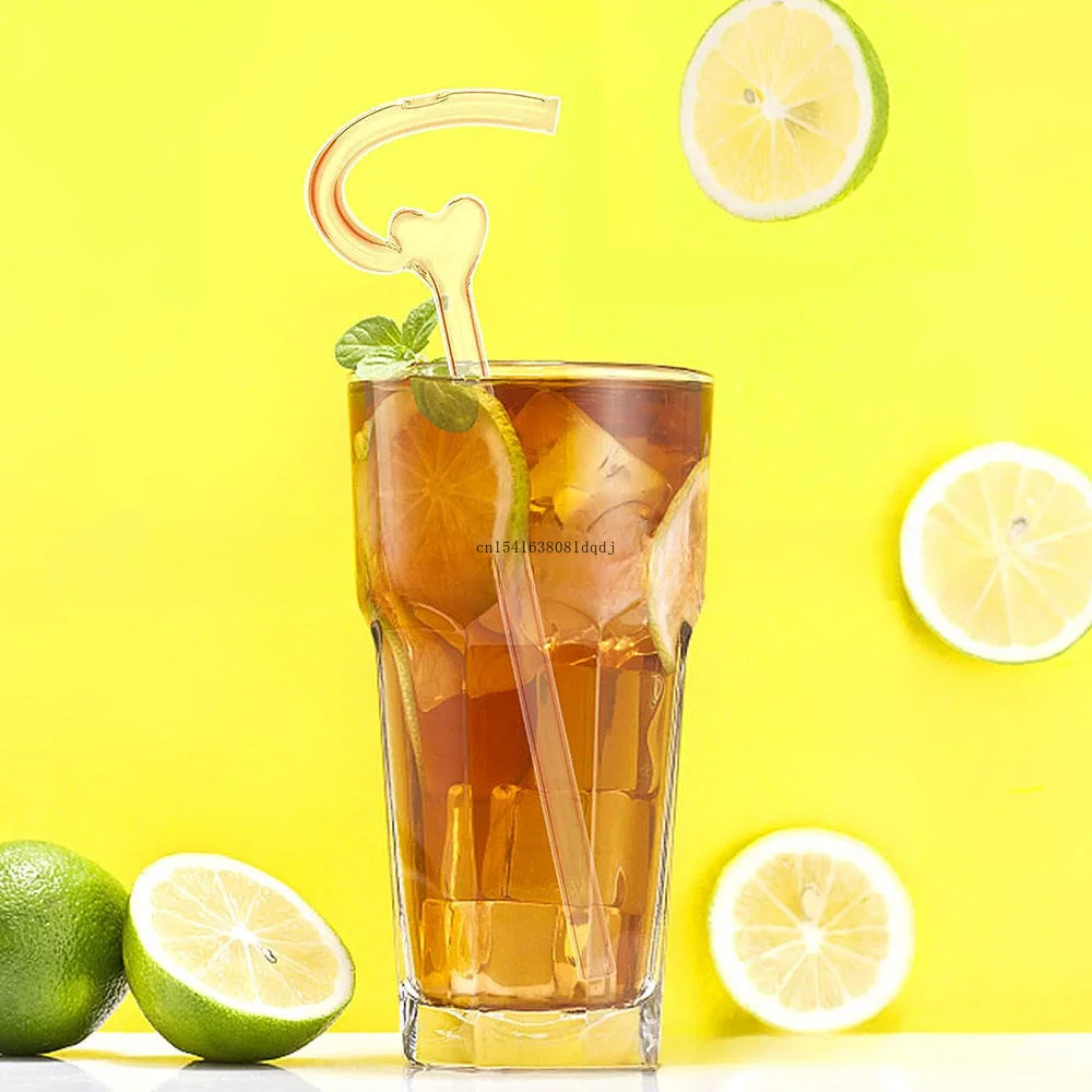 Anti Lip Rimpeling Stro Hartvormig Glas Stro Hartvormig Glas Gebogen Stro