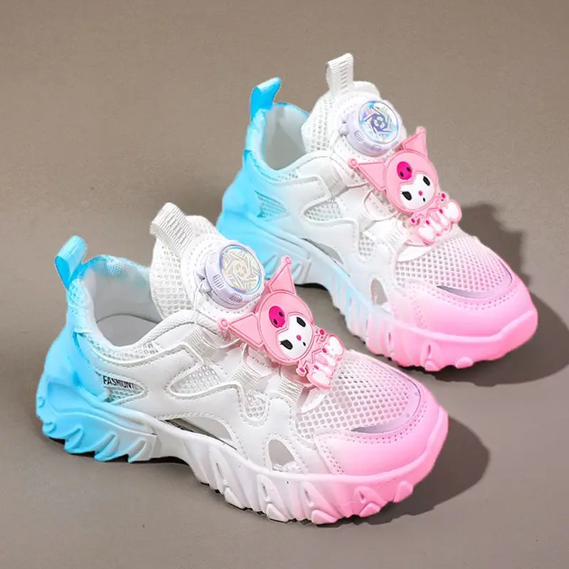 Girl Heart Kawaii Sanrio Anime Kuromi My Melody Sports Shoes Summer Cute Ins Children Net Surface Breathable Sneakers Kids Gifts