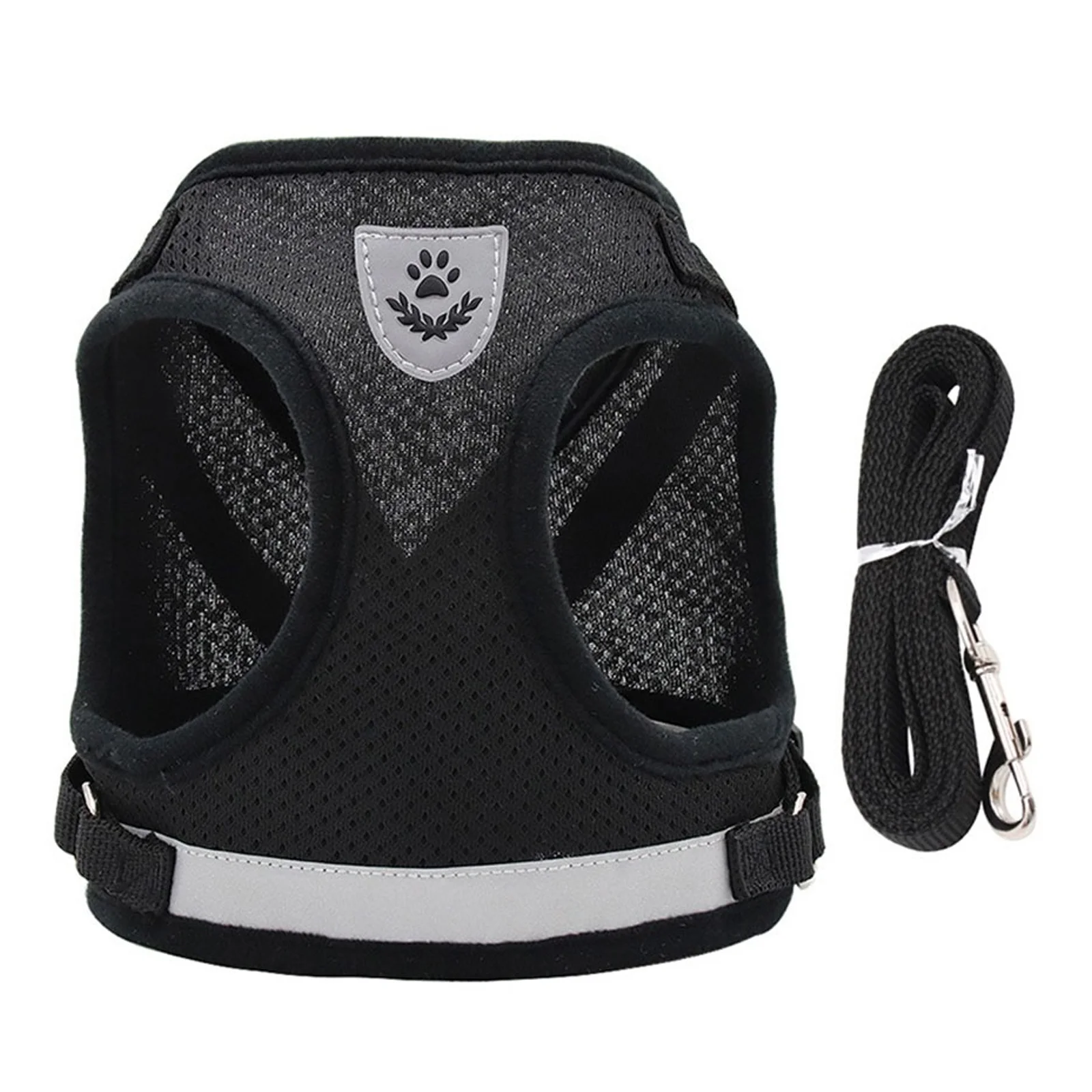 

1Set Breathable Mesh Cat Harness and Leash Set Adjustable Escape Proof Vest for Small Dogs Reflective Safety Strips for Outdoor