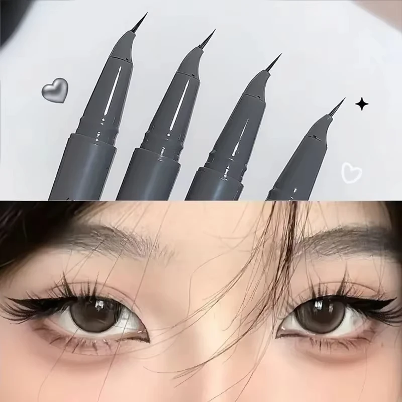 Ultrafeiner flüssiger Eyeliner, dünn, gebogen, Pinselführung, langlebig, wasserfest, Anti-Shake, schnell trocknend, schlanke, vergrößerte Augen