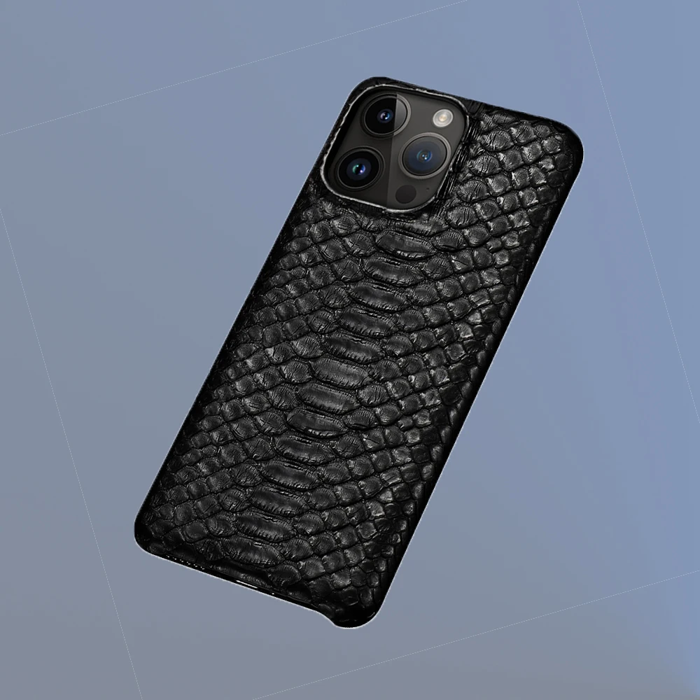 LANGSIDI حافظة هاتف فاخرة لهاتف آيفون 16 15 11 12 13 14 17 Pro Max Air Plus 15Pro 17Pro 16Pro غطاء خلفي من جلد الثعبان الأصلي