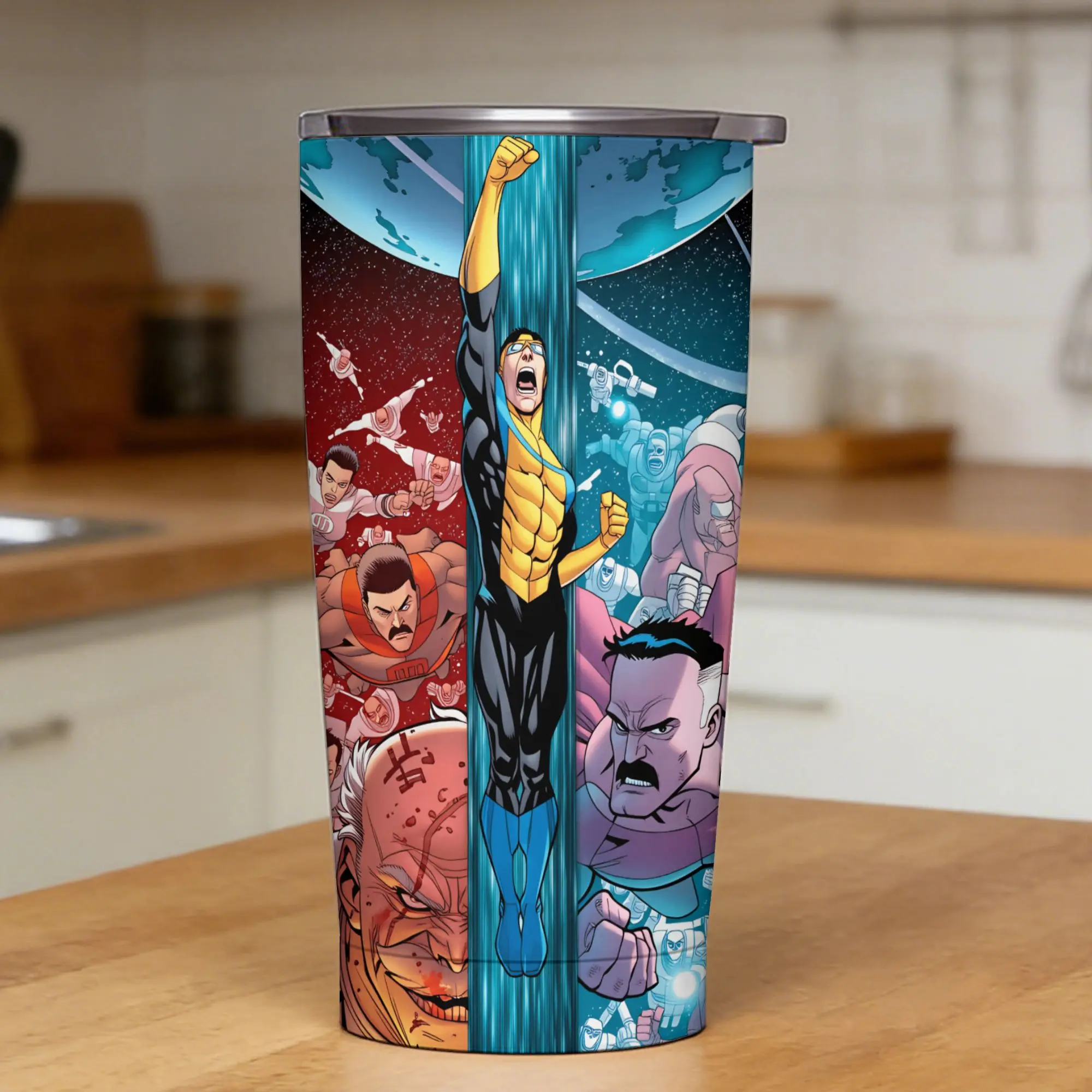 Stainless Steel Tumbler Comic I-Invincible Hero Car Mugs With Straws  Camping Cold and Hot Water Bottle Insulated Thermal Cups,