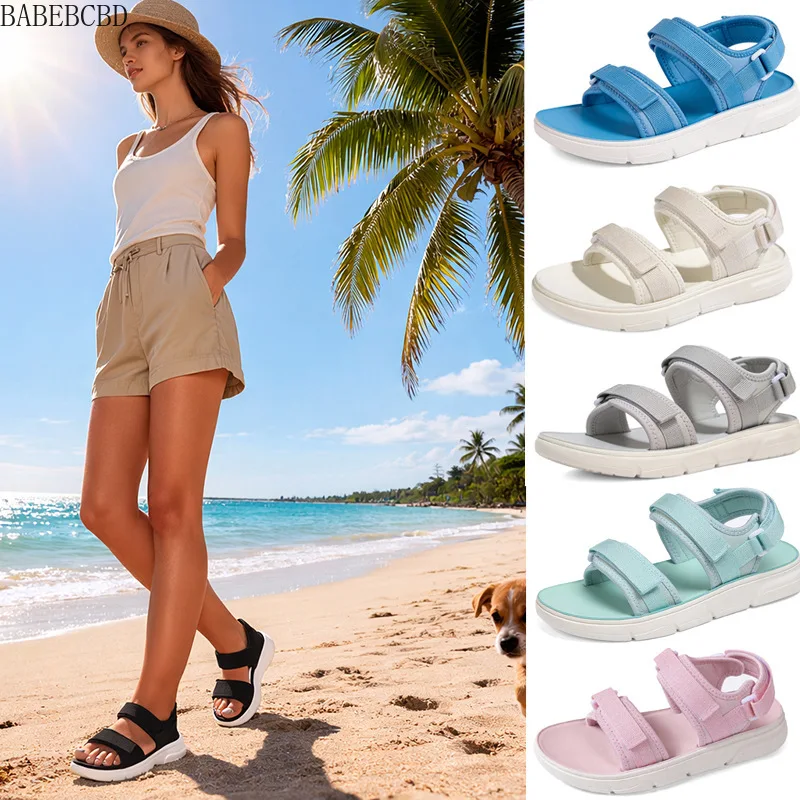 

Hook and Loop Fastener Sandals Women's 2026 New Summer Wear Trend Beach Casual Teen Beach Sandals