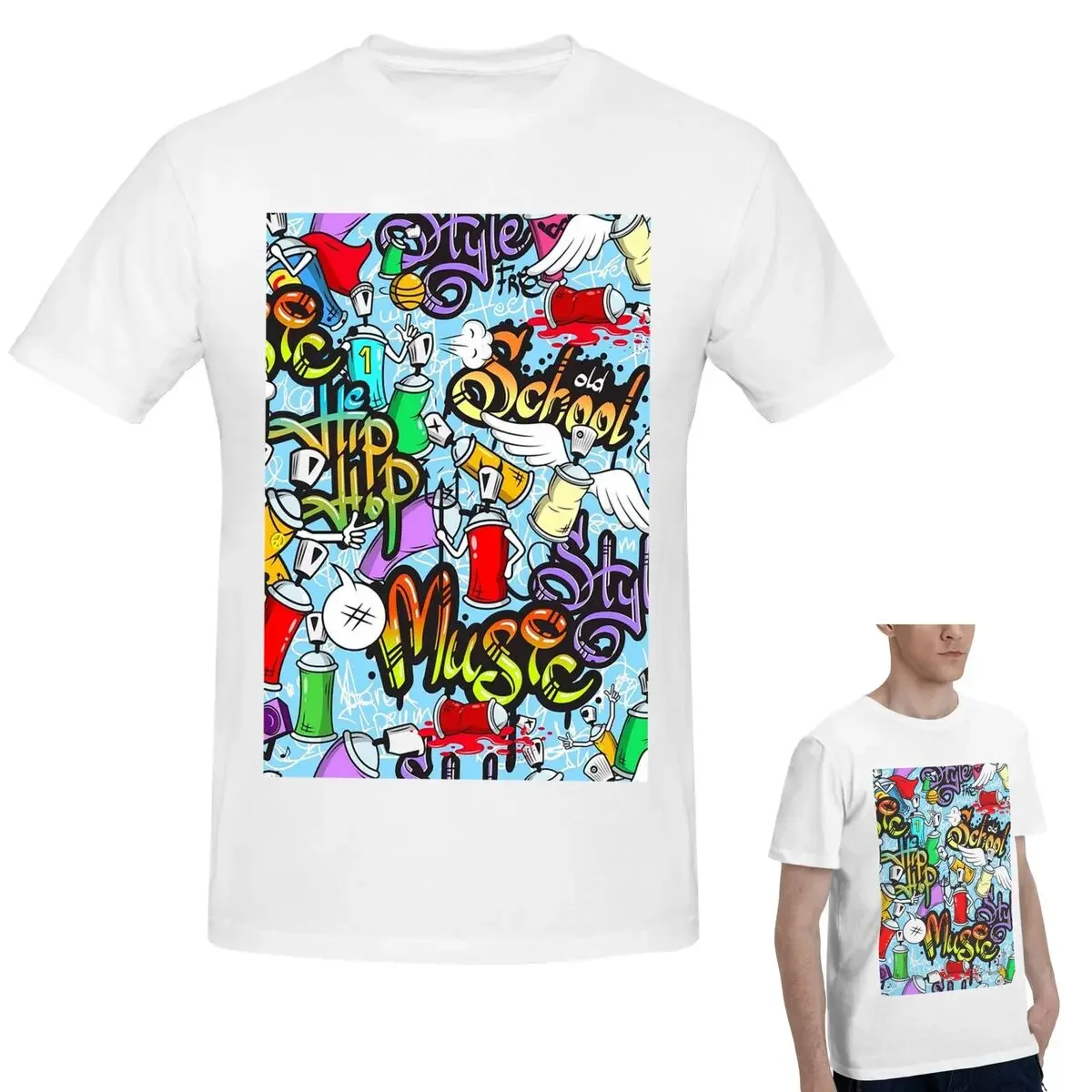100% Cotton Hip Hop Music Graffiti T-Shirt Men's Classic Oversized T Shirt Men Crew Neck Summer Shirts Tops S-6XL